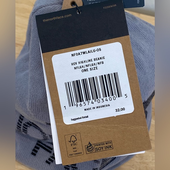 THE NORTH FACE Reversible Highline Beanie Hat Cap OS Light Grey NWT perfect - Picture 6 of 8